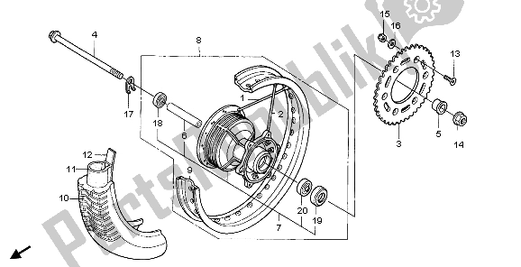 Tutte le parti per il Ruota Posteriore del Honda XR 125L 2006