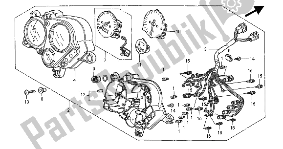 All parts for the Meter (kmh) of the Honda CB 600F2 Hornet 2001
