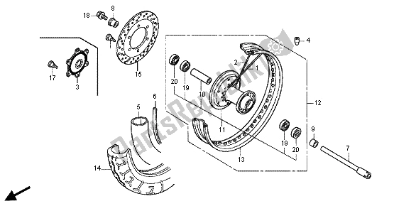 All parts for the Front Wheel of the Honda VT 750 CS 2012