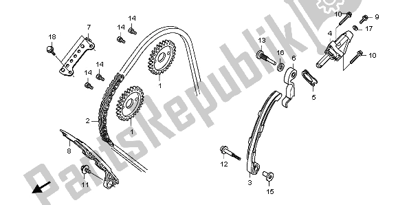 Alle onderdelen voor de Nokken Kettingspanner van de Honda CBF 600N 2009