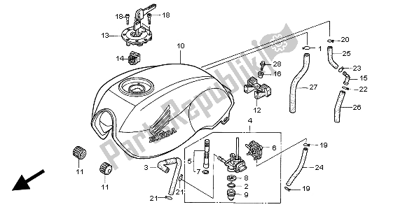 All parts for the Fuel Tank of the Honda CB 750F2 1999