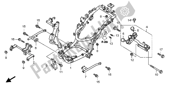 All parts for the Frame Body of the Honda SH 125 2008