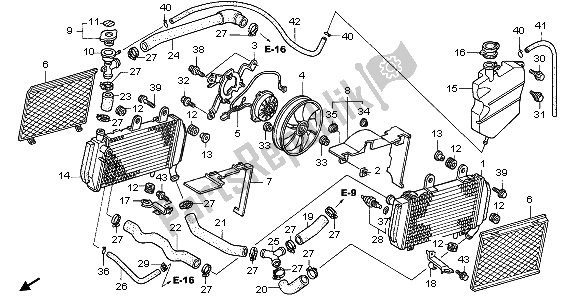Alle onderdelen voor de Radiator van de Honda VFR 800 2006