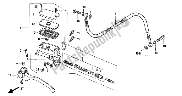 All parts for the Clutch Master Cylinder of the Honda VFR 800 FI 2000