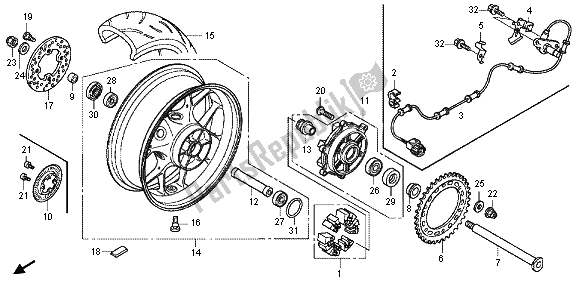 Toutes les pièces pour le Roue Arrière du Honda CBR 1000 RA 2012