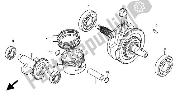 Todas las partes para Cigüeñal Y Pistón de Honda XR 250R 1994