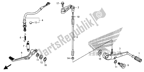Alle onderdelen voor de Rempedaal & Verander Pedaal van de Honda CBR 600 RA 2013