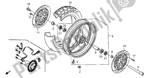 Toutes les pièces pour le Roue Avant du Honda XL 1000V 2009