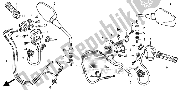 All parts for the Handle Lever Switch Cable of the Honda NC 700 SA 2012