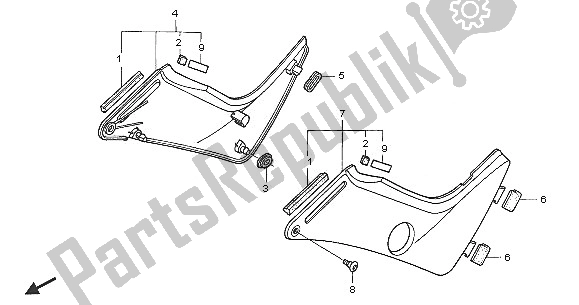 All parts for the Side Cover of the Honda NT 650V 2005