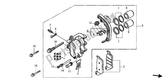 Wszystkie części do Zacisk Hamulca Tylnego Honda FJS 600D 2011