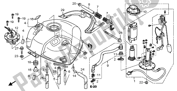 All parts for the Fuel Tank of the Honda NT 700V 2009