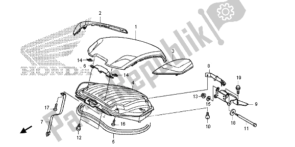 Todas as partes de Tampa De Bagagem do Honda NC 700 SD 2013