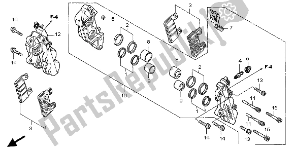 All parts for the Front Brake Caliper of the Honda CBR 600F 2007