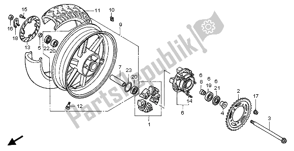 All parts for the Rear Wheel of the Honda CBR 600F 1997