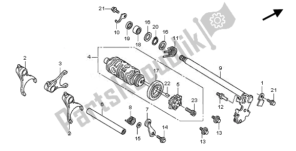 All parts for the Gearshift Drum of the Honda CBR 1000 RA 2011