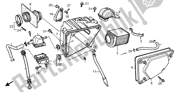 All parts for the Air Cleaner of the Honda CA 125 1997