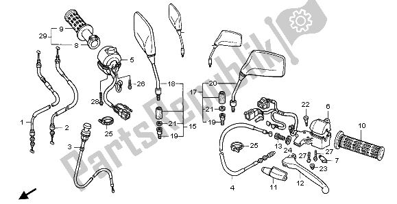 All parts for the Handle Lever & Switch & Cable of the Honda CB 250 1997