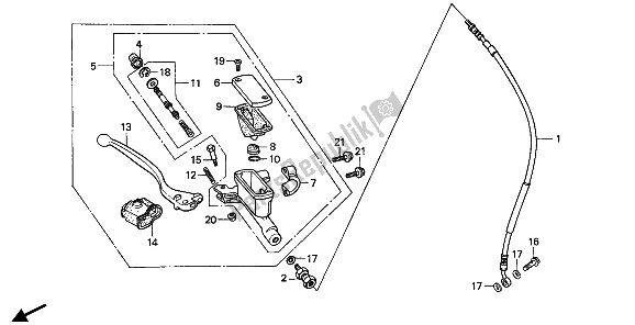 All parts for the Fr. Brake Master Cylinder of the Honda CR 80R 1993