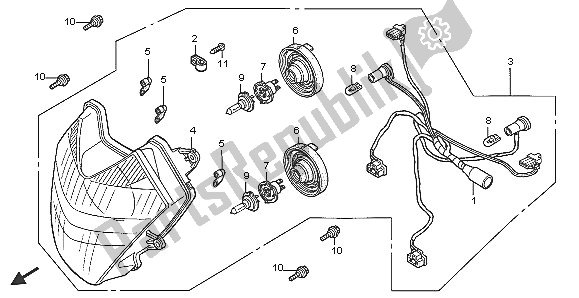 All parts for the Headlight (uk) of the Honda FJS 600D 2005