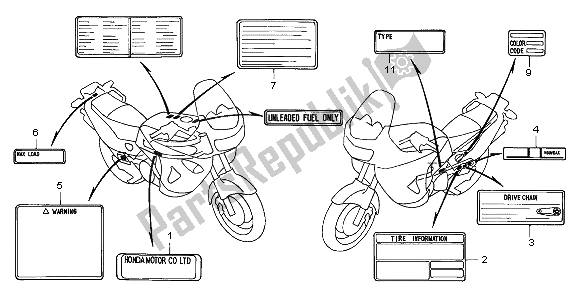 Wszystkie części do Etykieta Ostrzegawcza Honda XL 1000V 2000