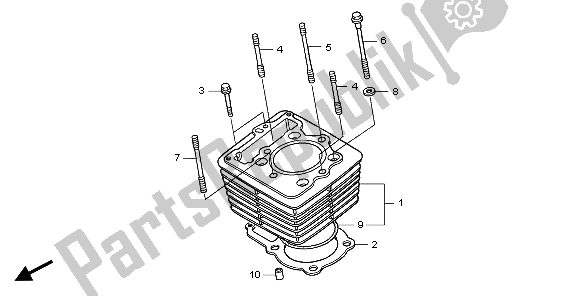 All parts for the Cylinder of the Honda TRX 400 EX 2007