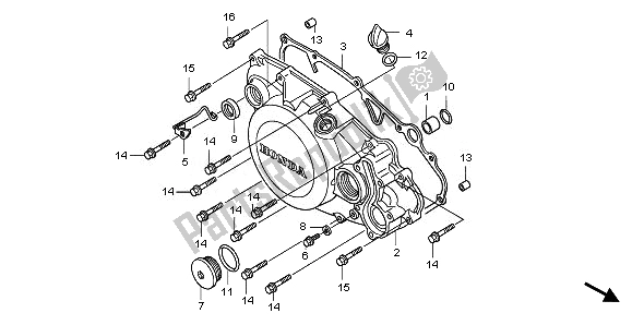 All parts for the R. Crankcase Cover of the Honda CRF 150 RB LW 2008