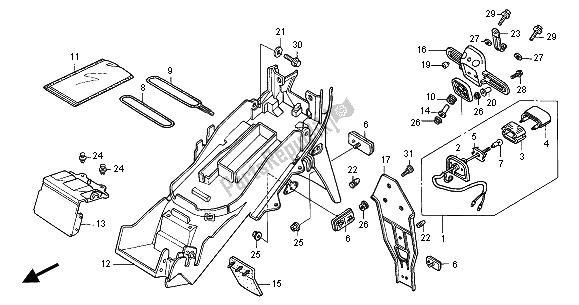 Tutte le parti per il Parafango Posteriore del Honda CBR 600 FS 2001