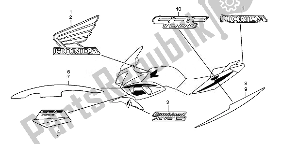 Tutte le parti per il Striscia E Segna del Honda CBF 1000A 2010