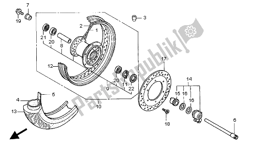 All parts for the Front Wheel of the Honda VT 750 DC 2002