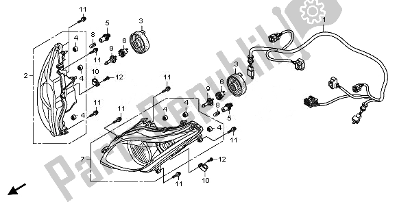 All parts for the Headlight of the Honda FJS 400A 2010