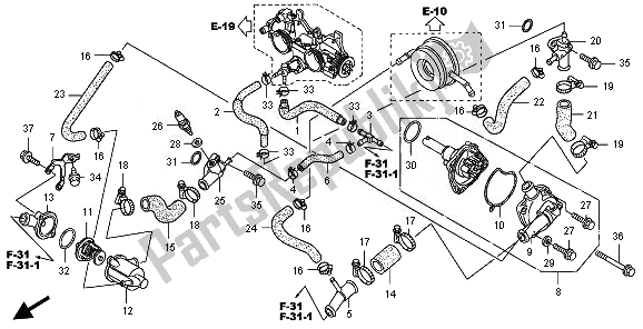 All parts for the Water Pump of the Honda FJS 400A 2011