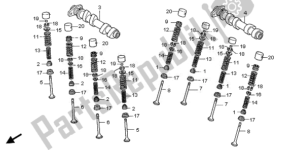 All parts for the Camshaft & Valve (rear) of the Honda VFR 800A 2008