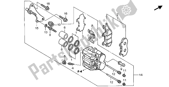 All parts for the Front Brake Caliper of the Honda VT 125C 2003