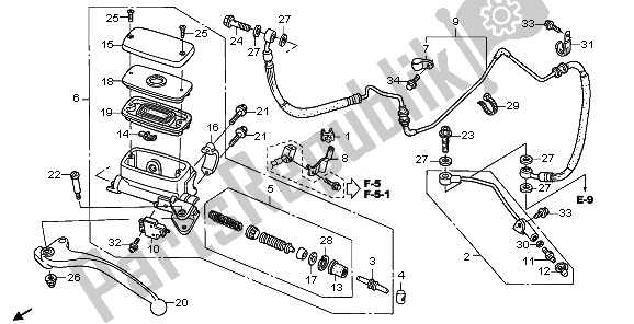 Alle onderdelen voor de Koppeling Hoofdremcilinder van de Honda ST 1300A 2010