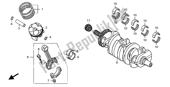 All parts for the Crankshaft & Piston of the Honda CBF 600 NA 2010