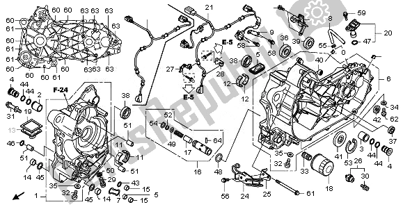 All parts for the Crankcase of the Honda NSS 250A 2011