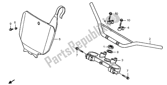 All parts for the Handle Pipe & Top Bridge of the Honda CR 125R 1998