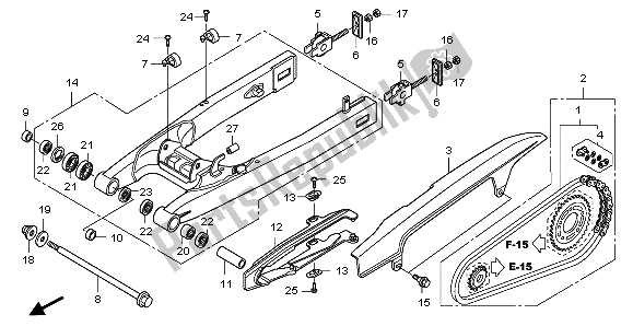 All parts for the Swingarm of the Honda CBF 1000S 2007