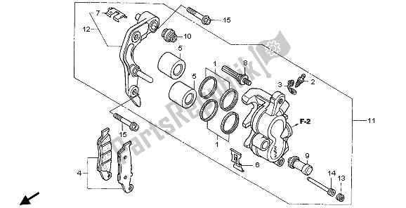 All parts for the Front Brake Caliper of the Honda CRF 250R 2006