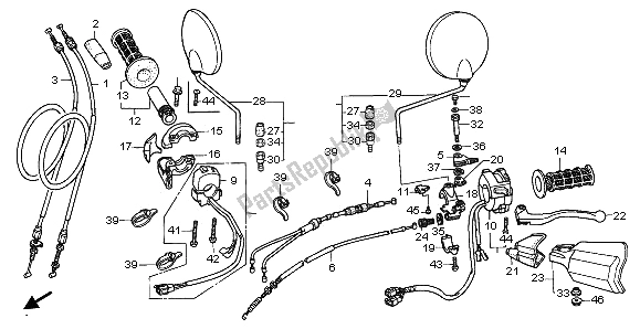 Todas las partes para Manejar Palanca E Interruptor Y Cable de Honda XRV 750 Africa Twin 1995