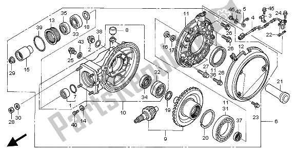 All parts for the Final Driven Gear of the Honda ST 1300A 2003