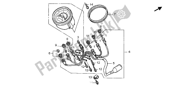 Alle onderdelen voor de Meter (kmh) van de Honda VT 125C 2003