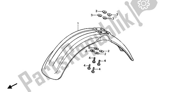 All parts for the Front Fender of the Honda CR 125R 1992