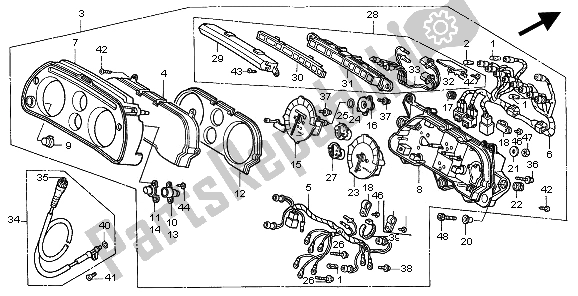 All parts for the Meter (mph) of the Honda ST 1100A 1997