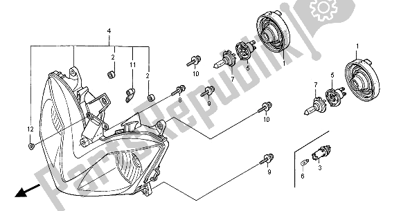 All parts for the Headlight (eu) of the Honda CBR 600F 2001