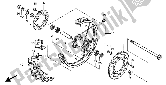 Tutte le parti per il Ruota Posteriore del Honda XR 650R 2003