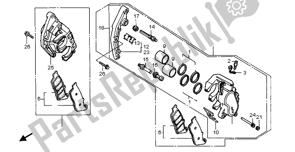 All parts for the Front Brake Caliper of the Honda VFR 750F 1995