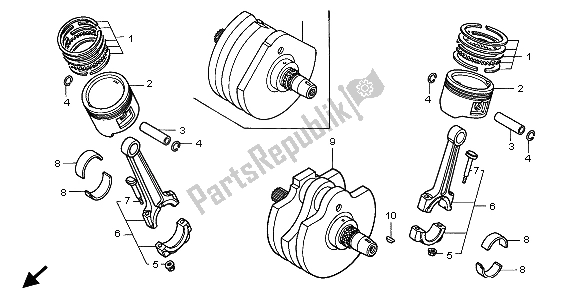 Todas las partes para Cigüeñal Y Pistón de Honda VT 1100C3 1998