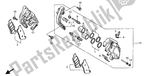 All parts for the Front Brake Caliper of the Honda CBR 600F 1997